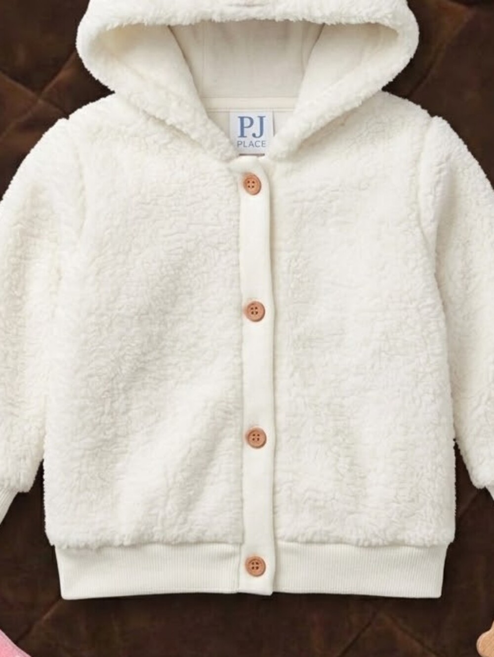 Cream Teddy Hoodie for Kids